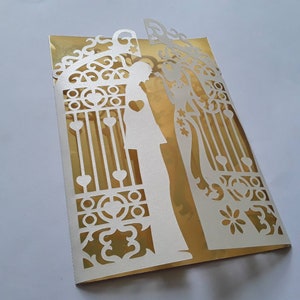 Hochzeitseinladung Vorlage – Gate Fold - Umschlagkarte zum Schneiden (svg, dxf, ai, eps, pdf, png, jpg), Silhouette, Cricut, Laser.