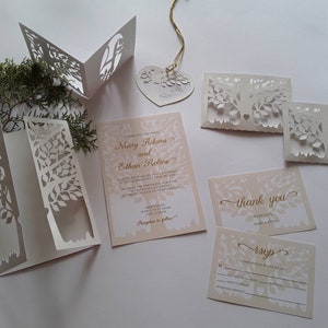 Set Wedding Invitation, Envelope Gate Fold - Tree Wedding,  RSVP, Thank you Card, Table Number, Favor Tag,  instant download