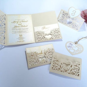 Set Wedding Invitation, Envelope tri Fold - Swirly Wedding,  RSVP, Thank you Card, Table Number, Favor Tag,  instant download