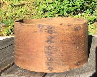 Antique Prim Wooden Circular Grain Measure 9.25"D Farmhouse Original Dry Surface
