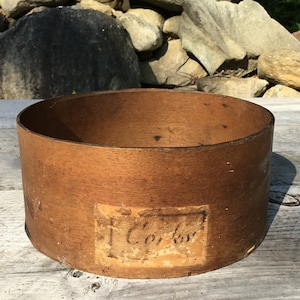 Antique Wooden Pantry Box With Original Paper Label Medium Dark Aged Patina Farmhouse