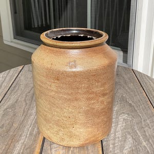 Antique Salt Glaze Stoneware Tobacco Snuff Jar Crock 8&quot; H Impressed &quot;H&quot; Helme