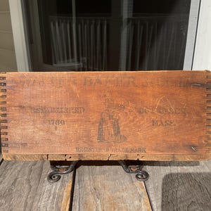 Antique Advertising Walter Baker Dorchester Breakfast Cocoa Wooden 6 LB Ship Box