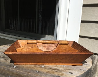 Antique Wood Utensil Cutlery Tray Cantered Sides Box Corner Joinery Farmhouse