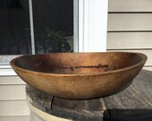 Antique New England Old Wooden Dough Bread Bowl 15 3 8 quot Dia Country Farm Prim