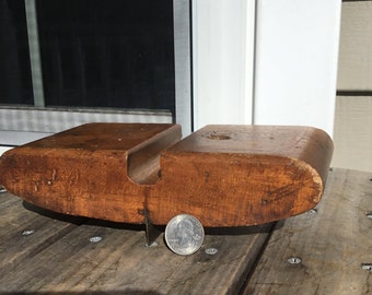 Antique Clipper Hand Surfacer Maple Wooden Steel Blade Old Butcher Block Scraper