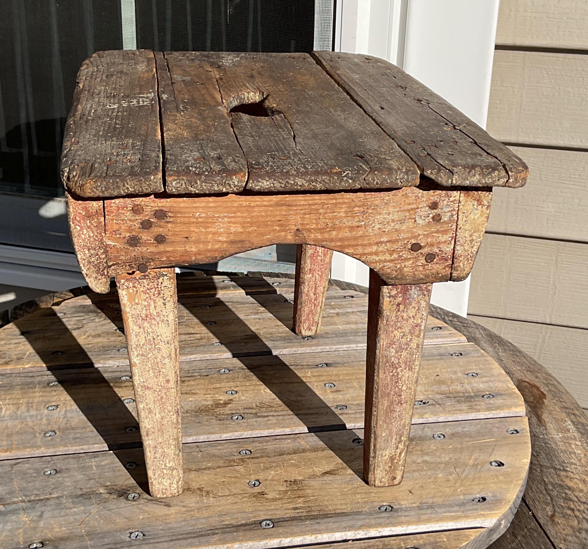 Antique Prim Wood Chippy Paint Foot Stool Spencer Hardware Keene NH ...