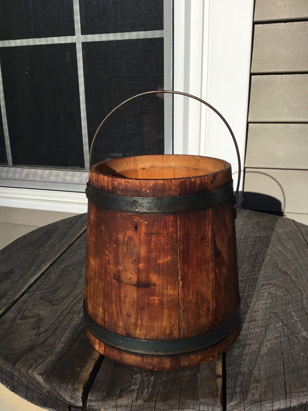 Antique Wood Stave Mince Meat Pail Bucket Firkin Swing Handle Etsy