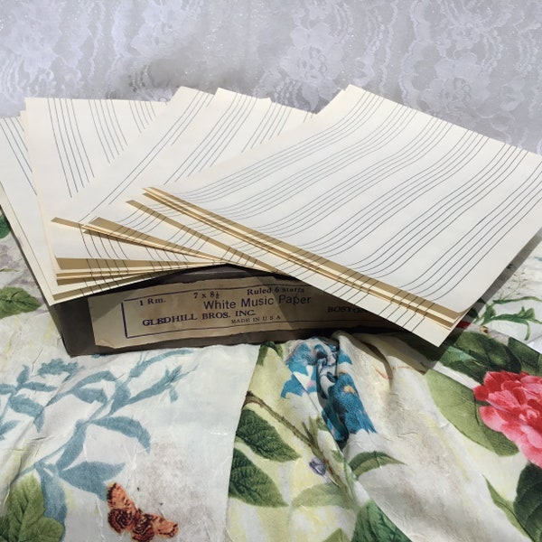 primary writing paper with dotted lines 10 Sheets Authentic Vintage Blank White Ruled 6 Staffs Music Composition Paper Gledhill Bros. Inc. Made in USA 7" X 8 1/2"