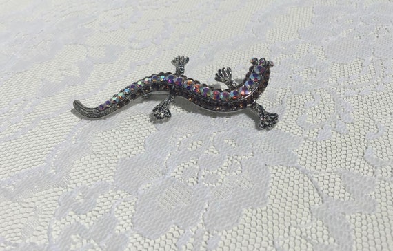 Vintage Silver Tone Salamander Lizard Aurora Bore… - image 2