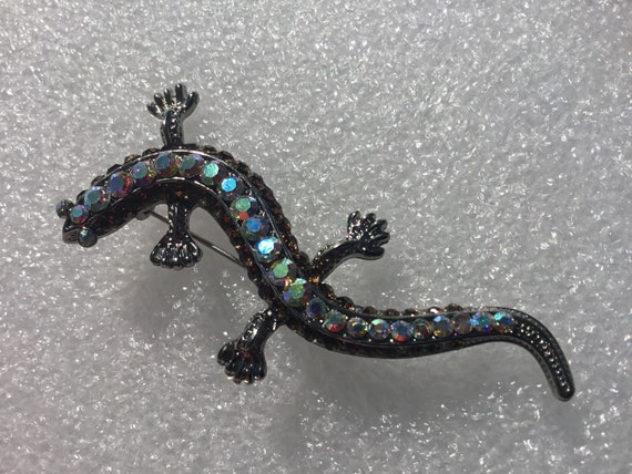 Vintage Silver Tone Salamander Lizard Aurora Bore… - image 4