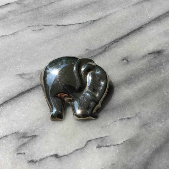 Vintage Signed Mexico 925 Silver Puffy Elephant B… - image 1