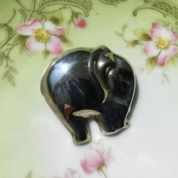 Vintage Signed Mexico 925 Silver Puffy Elephant B… - image 2