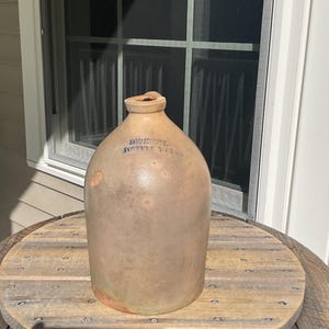 Antique Stoneware Salt Glaze Jug Somerset Potters Works 11.5" H w/Applied Handle