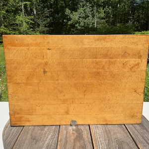 Vintage Rectangular Thick Heavy Wooden Chop Butcher Block Cutting Board 20.5" L
