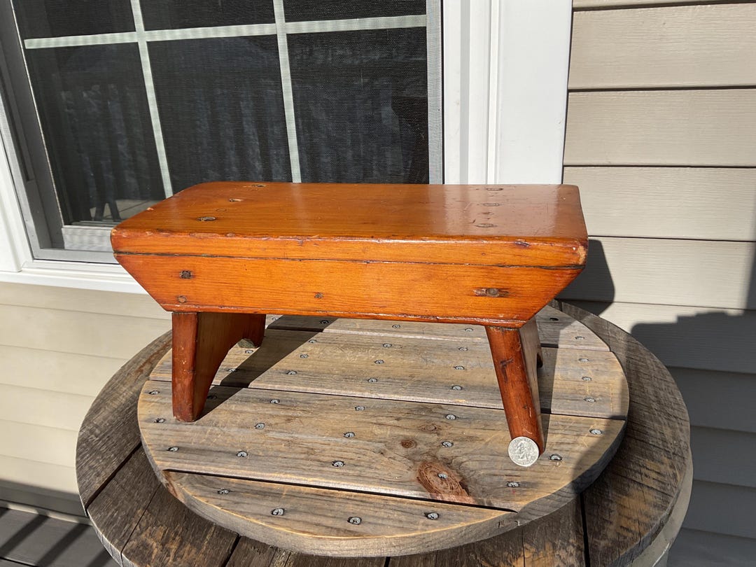 Vintage Wooden Foot Stool Cricket Bench Foot Rest Old Honey Varnish ...