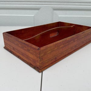 Vintage Inlaid Wooden Decorative Pattern Utensil Cutlery Tray Cutout Handle