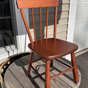 Antique Paris Mfg Co Child&#39;s Stained Wooden Chair No 204 South Paris ME 21.5&quot;H