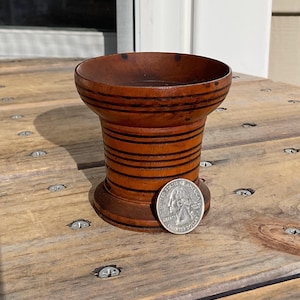 Antique Wood Pounce Pot Sander Treen Turned Incised Lines Primitive Americana