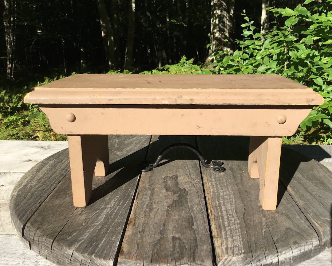 Vintage Putty Brown Paint Wooden Foot Stool/bench Foot Rest Etsy