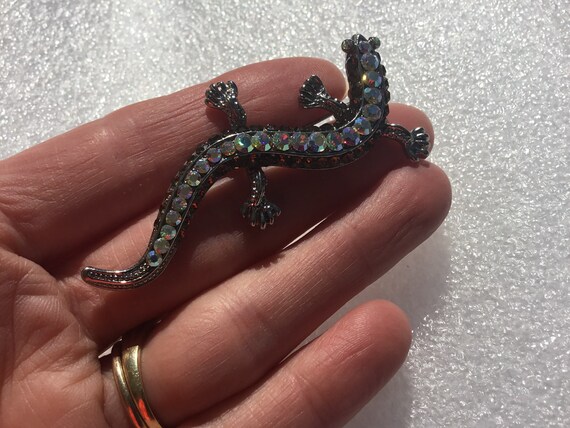 Vintage Silver Tone Salamander Lizard Aurora Bore… - image 5