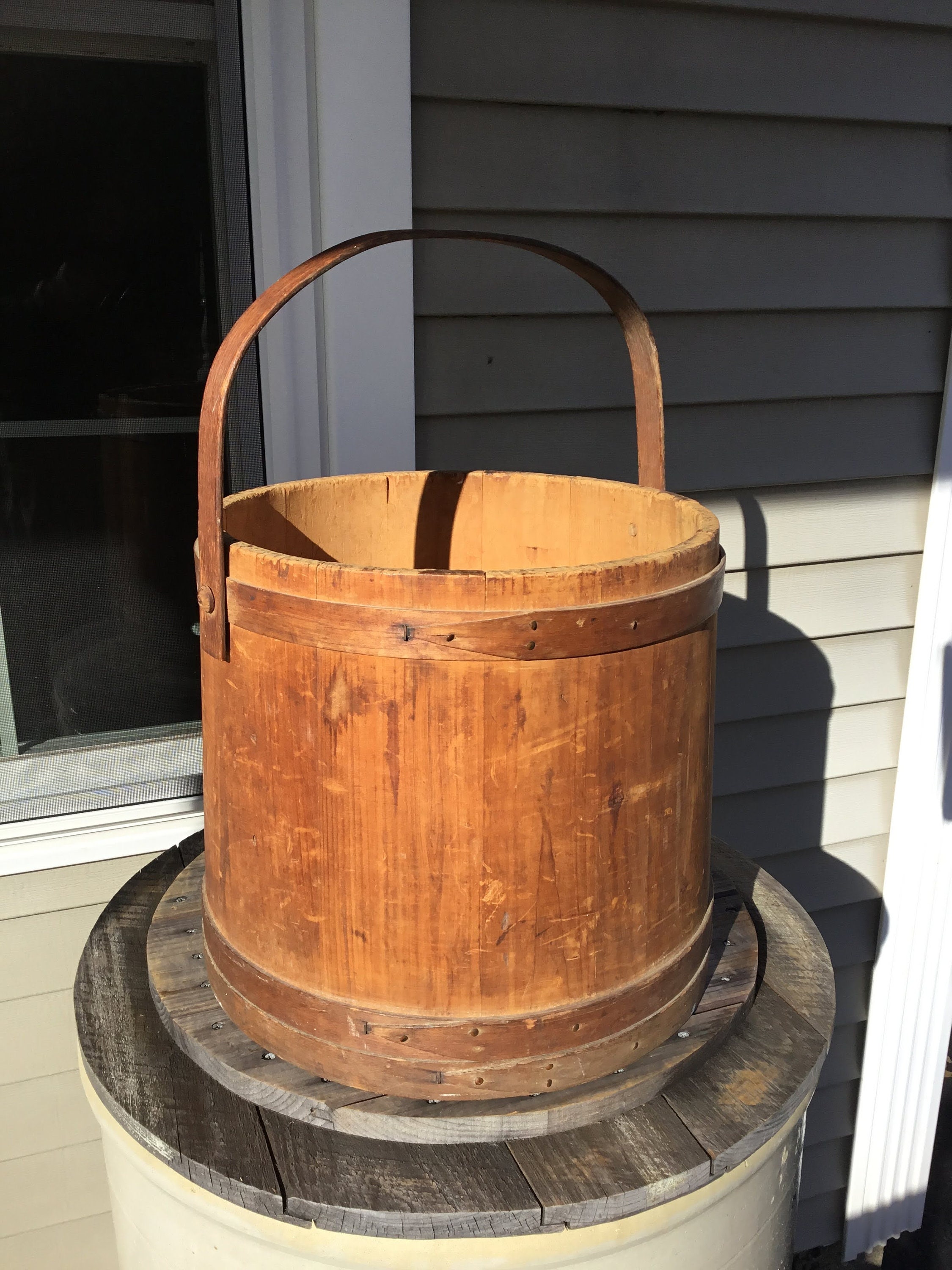 Vintage Firkin Bucket / Sugar Bucket by Woodcroftery / Potato Chip