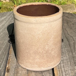 Antique Small Bristol Glaze Stoneware Crock Old Crazing Farmhouse Kitchen 5.5&quot;H