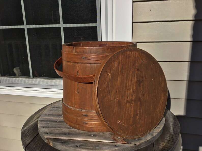 Antique Firkin Sugar Bucket Drop Handle & Lid Personalized Etsy