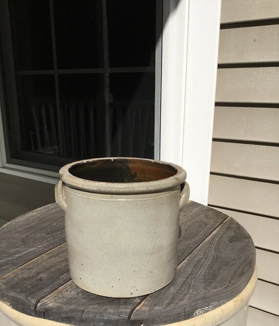 Antique 1 Gallon Salt Glazed Stoneware Crock W/applied Handles Etsy