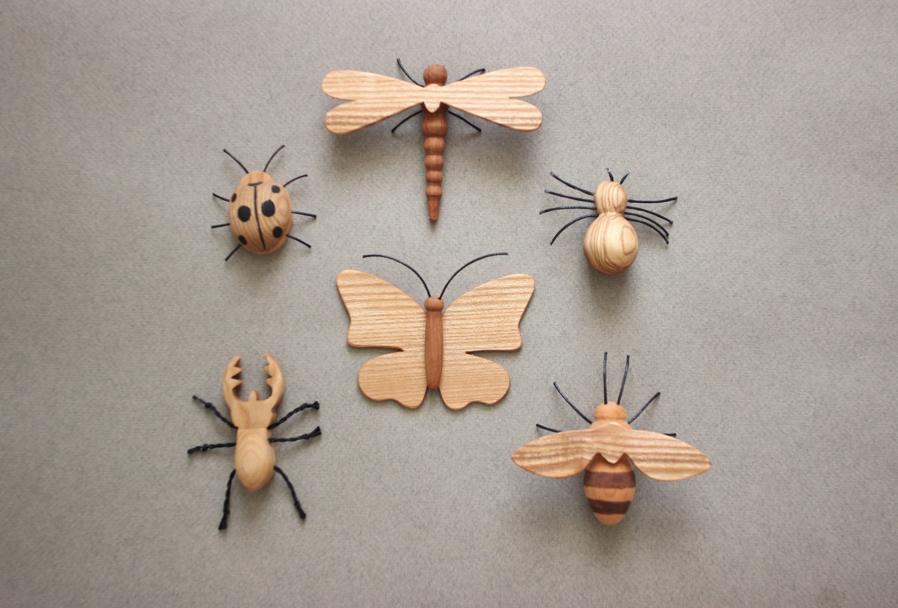 Wooden insect 6 pcs. Learning wooden toy. Eco frendly natural Etsy