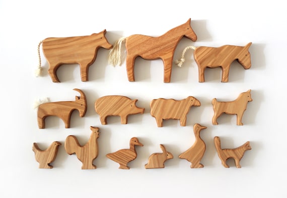 Montessori wooden toys for toddlers Wooden farm animals