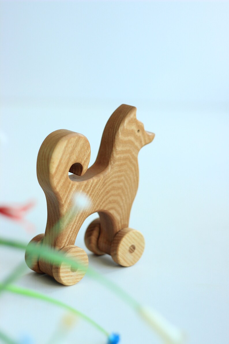 Wooden Toy On Wheels Dog. Husky. Ashwood. Wooden Animal Toy. Etsy