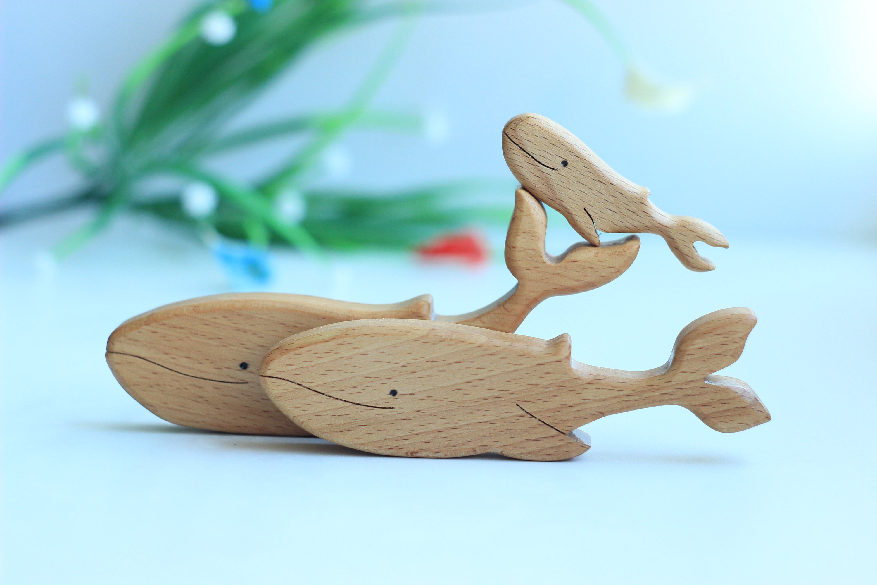 Whale Family. Wooden Whale. Wooden Toys. Natural Toys. Whale Etsy