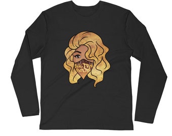 SULTRY ROCKS Black Long Sleeve Shirt, Gold Face Mask Shirt, Workout Long Sleeve Shirt, Dance Long Sleeve Shirt, Graffiti Shirt,Coworker Gift