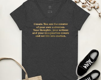 JIJ BENT DE MAKER van je eigen universum V-hals T-shirt / motiverende V-hals T-shirt / inspirerende T-shirt / positieve citaten T-shirt / V-hals T-shirt