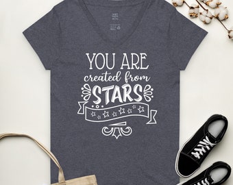 JE BENT GEMAAKT VAN de sterren V-hals T-shirt / motiverende V-hals T-shirt / inspirerende V-hals T-shirt / positieve citaten T-shirt / V-hals T-hals