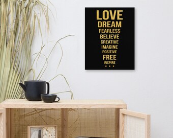 LOVE DREAM FEARLESS Believe Canvas/Motivational Canvas/inspirational Canvas/Canvas Wall Art/Wall Hangings/Wall Decor/Home Decor/Canvas Art
