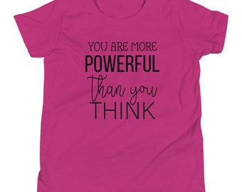 YOU ARE MORE Powerful Than You Think Kid's Short Sleeve T-Shirt/Motivational Kid's T-Shirt/Inspirational Youth T-Shirt/Kid's Yoga T-Shirt