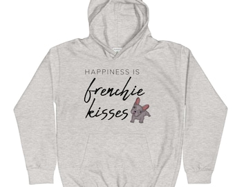 Happiness Is Frenchie Kisses Kids Hoodie | French Bulldog Apparel | Frenchie Apparel | Dog Lover Gift | Kids Graphic Hoodie