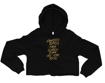 FASHION CITIES DANCE Hoodies for Women/Cropped Hooded Sweatshirt/Workout Hoodie/Cropped Dance Hoodie/Black Cropped Hoodie/Gift For Her