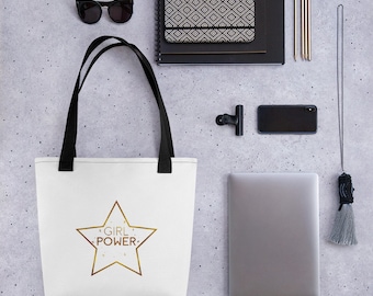 Torba GIRL POWER TOTE/Torba ze złotym tekstem/Biała torba/Torba z motywacją/Prezent dla niej/Torba z motywacją/Torba z pozytywnymi cytatami