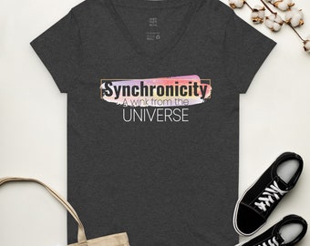 SYNCHRONICITEIT Een KNIPOOG van het universum Vrouwen V-Hals T-Shirt / Vrouwen V-Hals T-Shirt / Motiverende V-Hals T-Shirt / Inspirerende V-Hals T-Shirt