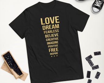 LOVE DREAM FEARLESS Believe Kid's T-Shirt/Motivational Youth T-Shirt/Inspirational Child T-Shirt/Positive Quotes T-Shirt/Yoga T-shirt/Tee