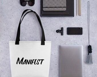 MANIFEST TOTE BAG/Inspirational Tote Bag/Motivational Tote Bag/Shopping Tote Bag/Tote Bag/Gift For Her/Positive Quotes Tote Bag/Gift Bag