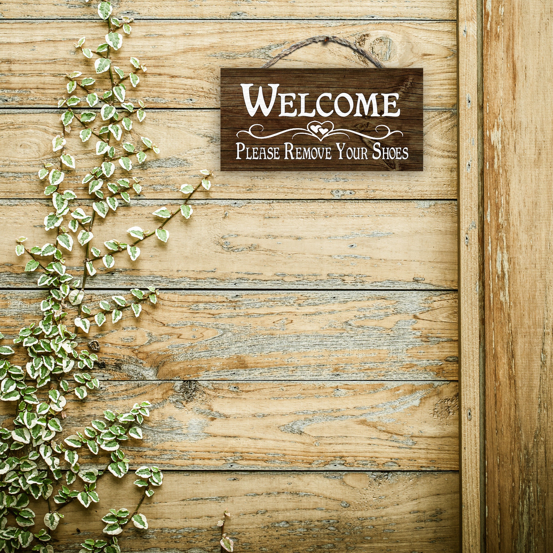 Welcome To The Beach Sandals Hanging Wood Plaque Wall Sign 12x6