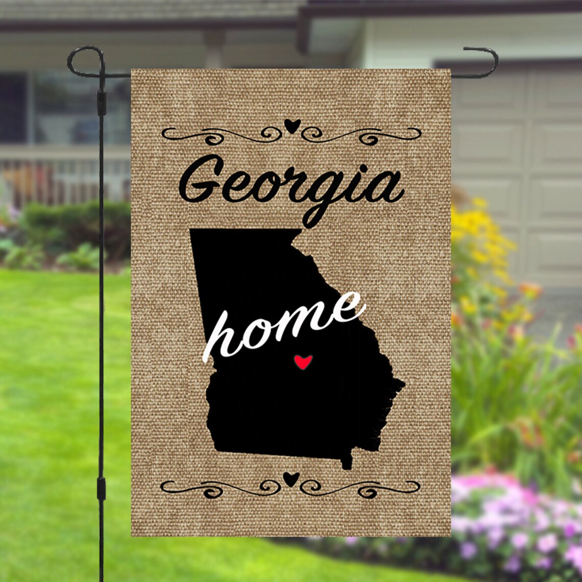 State Home Garden Banner Flag Burlap Print Style Etsy