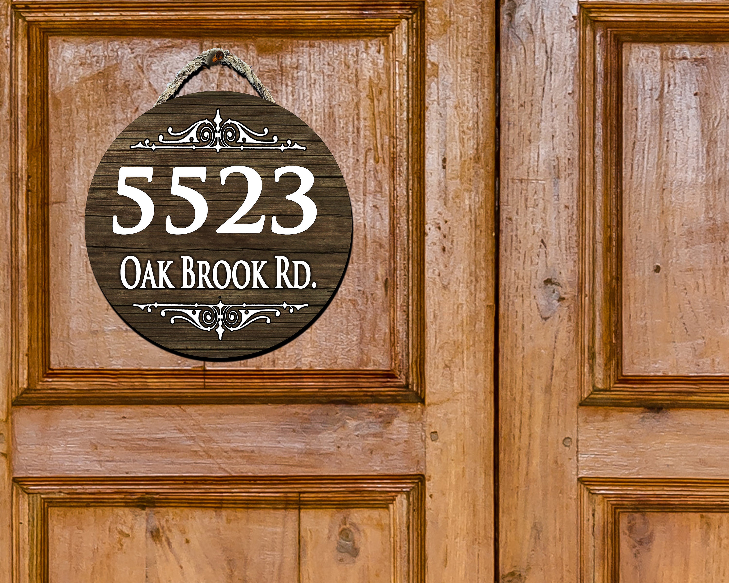 Street Address Sign Round Wood Sign Personalized Custom Etsy
