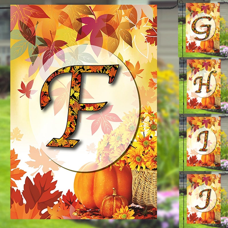 Monogram Fall Colors Family Initial Garden Banner Flag Letters Etsy