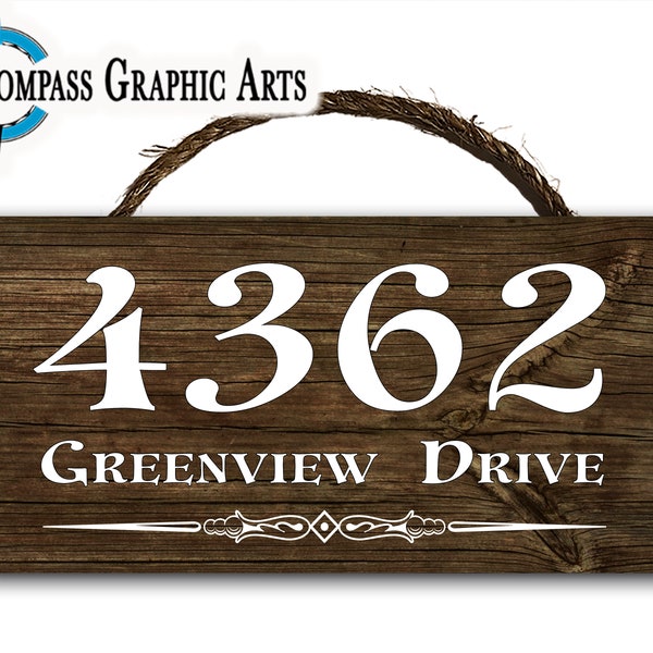 Personalized Custom House Address Numbers &Street Address Hanging Wood Plaque Wall Sign 12x6