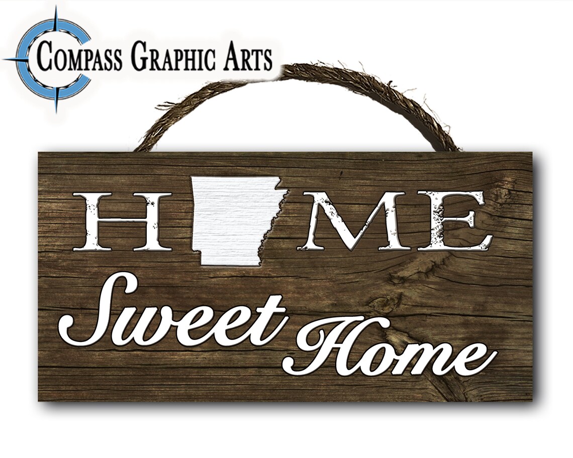Home Sweet Home Arkansas State Hanging Wood Plaque Door Wall Etsy